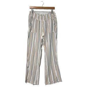 Roxy Women's Striped Wide Leg Pants Size XL Beach Boho Casual Cotton Blend